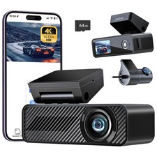 Pelsee P1 Duo 4K Dash Cam Front and Rear, 64GB SD Card, 4K 1080P Dual Black