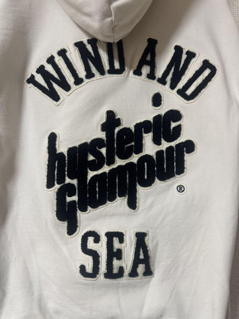 WINDANDSEA Hysteric Glamour Size XL White Hoodie with Logo WINDANDSEA Hysteric Glamour Size XL White Hoodie with Logo