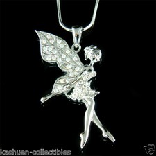 Big Fée Clochette Avec Cristal Swarovski Fairy Tinker Ange Aile Collier