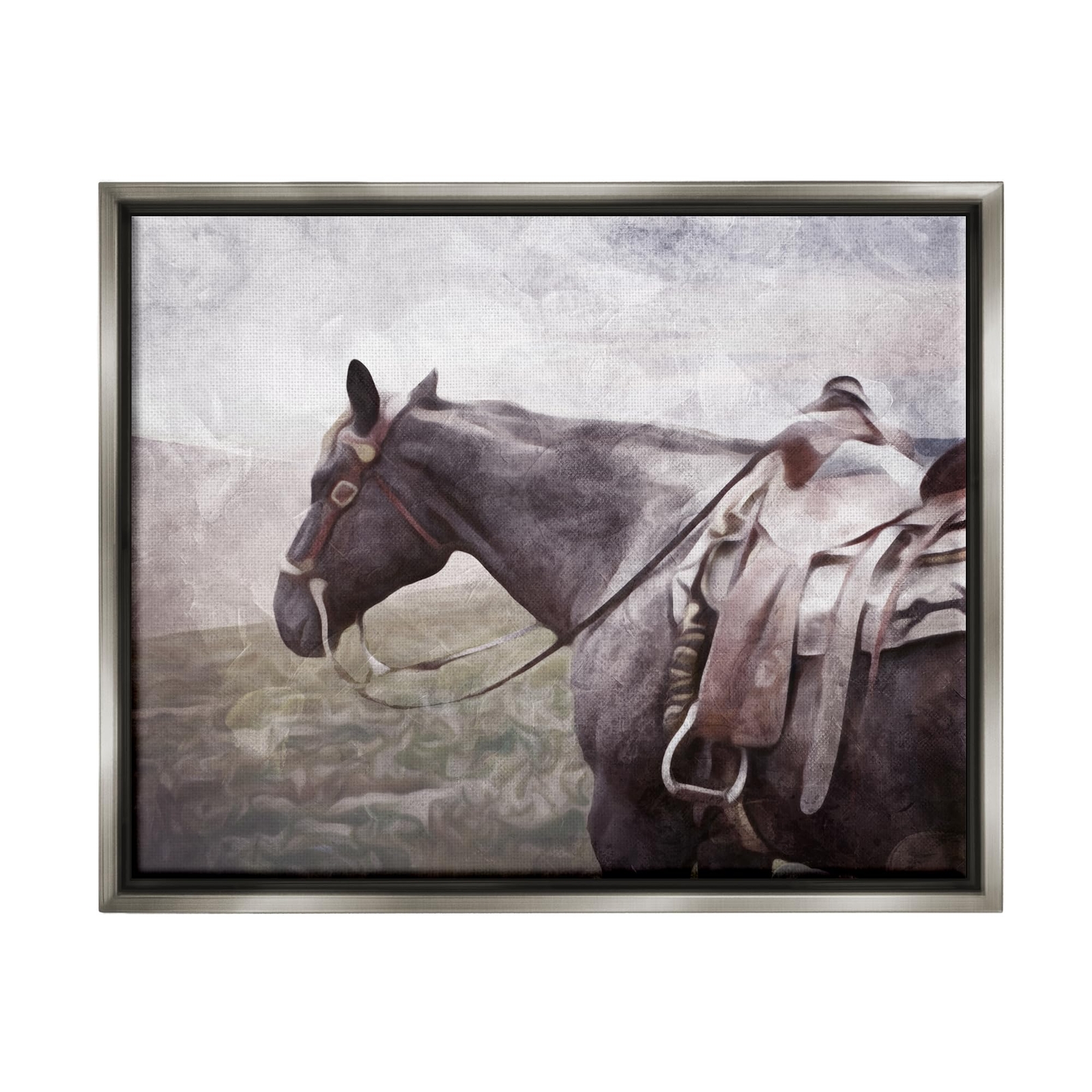 Horse with Saddle Framed Floater Canvas Wall Art by Milli Villa