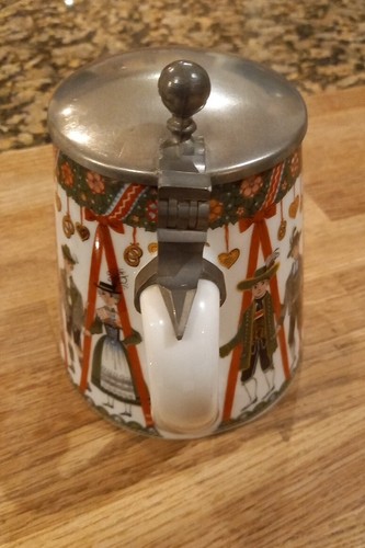 Vintage Elisabeth Liegl Ceramic Beer Stein Pewter Lid W. Germany Celebrate 1960s - Picture 7 of 20