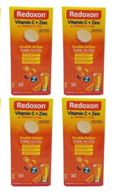 Pack of 4 Redoxon Vitamin C with Zinc Immune Support Orange 20 X 4 Tabs Exp 2026