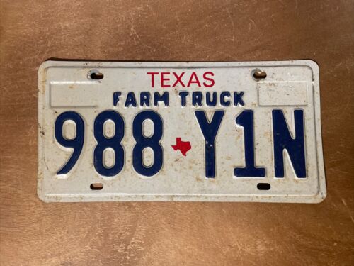 1985 Texas plaque d'immatriculation camion de ferme # 988 - Y1N - Photo 1/2