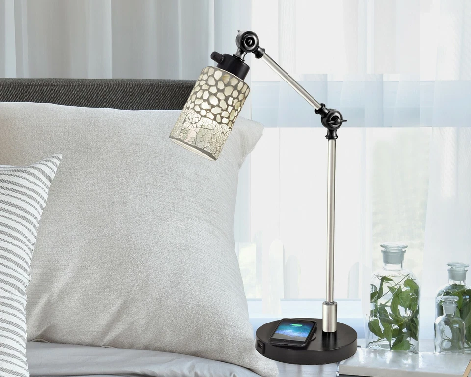 TA18215WU-P20 -Dale Tiffany Alps Mosaic Desk Lamp & Charger - Image 2 of 2