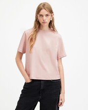 Image of All Saints Boxy T-Shirt Womens Lisa Tee Designer Oversized Crew Organic Cotton
