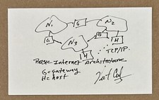 Vint Cerf INVENTOR OF THE INTERNET SIGNED HAND DRAWING SKETCH BAS Beckett COA