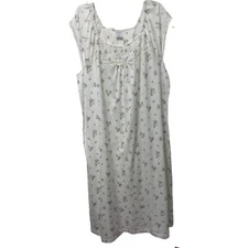 NWT $48 Go Softly Nightgown PLUS 1X  Multicolor Floral on White 100% Cotton Knit