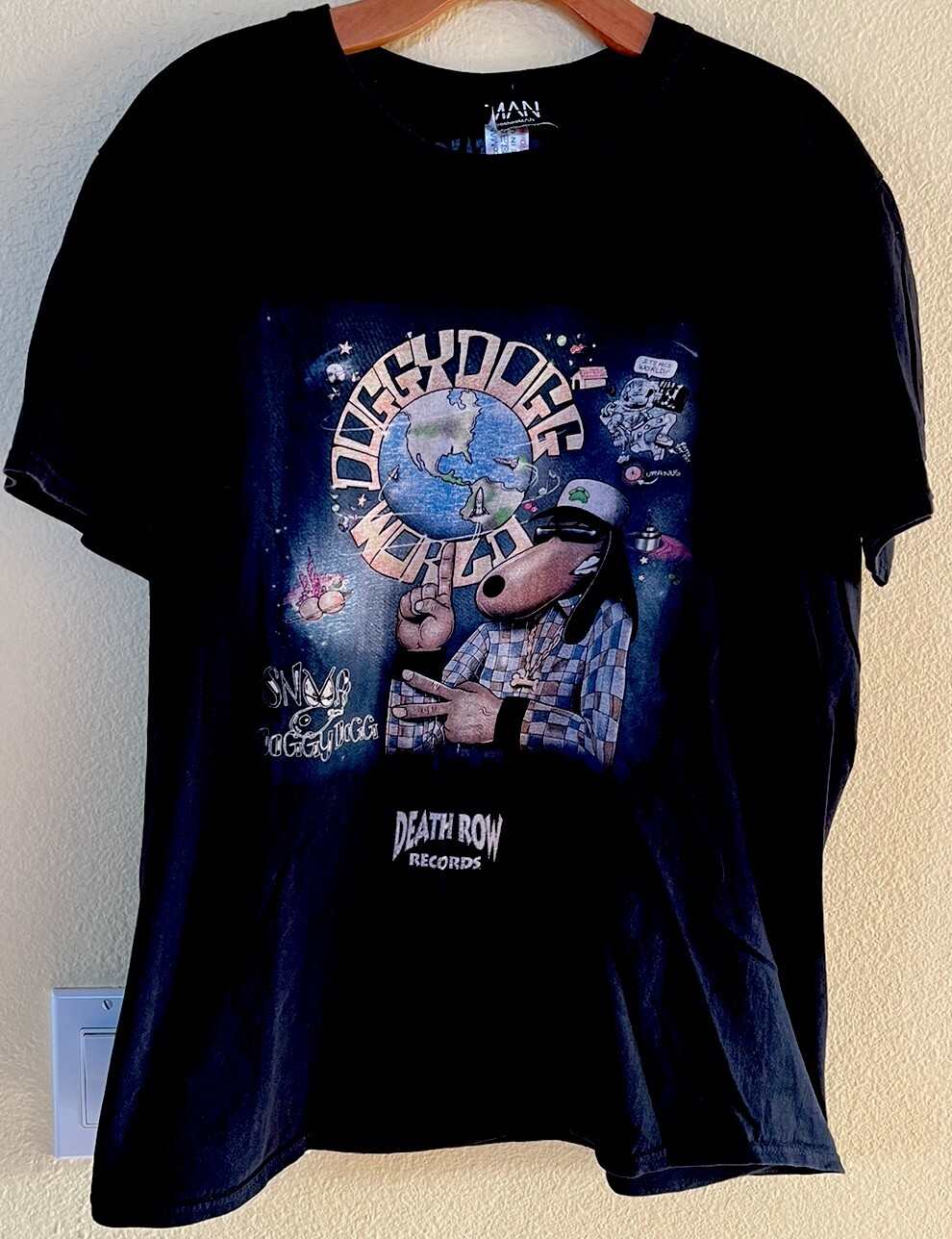 FILA T shirt nera Snoop Dogg taglia M braccio della morte record boohoo uomo stile cane