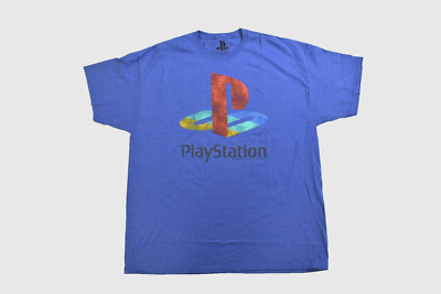 Playstation Mens Playstation Distressed Graphic Blue Shirt New 4XL