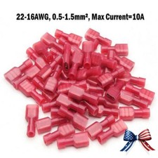 22-16AWG Red Female Spade Connector 1Nylon Electrical Crimps Terminal Connectors