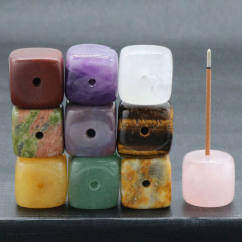 Natural Quartz Square Incense Burner Stick Gemstones Holder Home Decor Craft - Picture 1 of 25