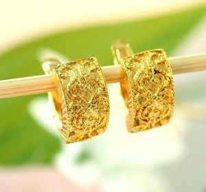 22K THAI DP YELLOW GOLD ~ FILIGREED ANCIENT THAI SIAM STYLE OMEGA BACK EARRINGS | eBay