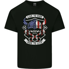 American Biker Motorbike Motorcycle USA Mens Cotton T-Shirt Tee Top