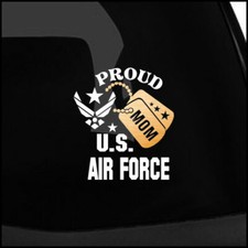 Proud Air Force Mom Vinyl Car Decal Sticker 6 H With Gold Military Dog Tag Ii