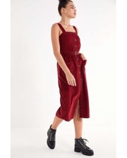 Urban Outfitters UO Cordelia Corduroy Midi Dress Size: Small Burgundy New