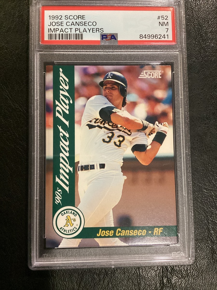 1992 SCORE 90'S IMPACT PLAYER JOSE CANSECO PSA 7 NM BASEBALL CARD