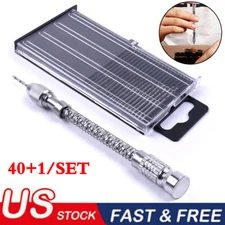 40pcs Micro Twist Drill Bits HSS Twist Tools W/ 2mm Swivel Head Pin Vice Holder