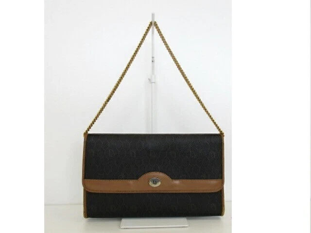 Sac bandoulière Christian Dior chaîne nid d'abeille marron foncé doré