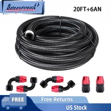 AN6 -6AN AN-6 3/8 Fitting Stainless Steel Braided Oil Fuel Hose Line 20FT Kit US