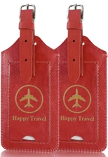 Gostwo 2 Pack "Happy Travel" Luggage Tags - Red