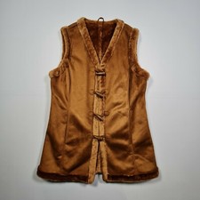 Julia S Roma Womens Gilet Brown 14 Uk Fur Lining Ladies Suede Vest