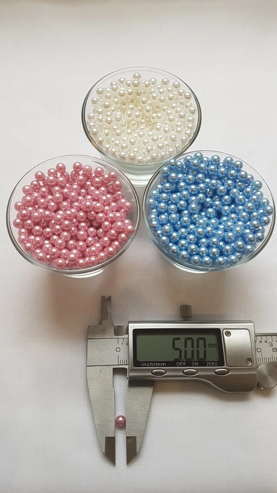 1000 Pearl Beads No Hole Craft Jewellery Loose Beads Scrap Book Cards Wedding - Image 3 of 4