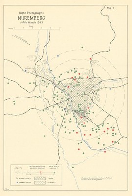 Nürnberg 8.-9. März 1943 RAF Bombenschlag Folgenabschätzung. Karte Zweiter Weltkrieg 1961