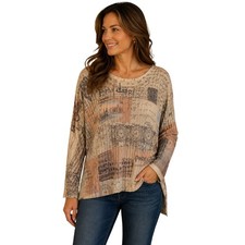 Nally & Millie Made in USA scenic landscape nostalgia ribbed stretch long sleeve
