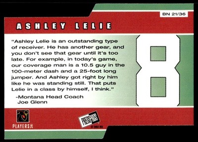 Ashley Lelie 2002 Press Pass #BN21 Big Numbers Hawaii Rainbow