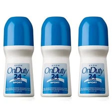 Avon On Duty Sport 24 Hour Deodorant 2.6 oz. Roll-On 3 Pack
