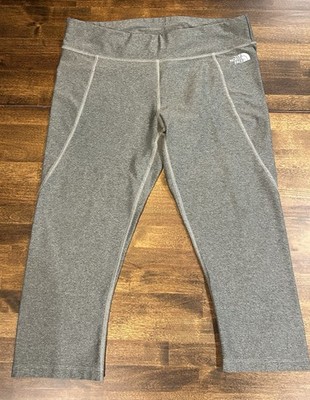 North Face Womens Capri Leggings  Size Large Gray Stretchy Crop Hiking Workout