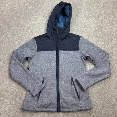 Jack Wolfskin Fleece Womens Small Blue Nanuk Full Zip Outdoors Hood Jumper Lady*