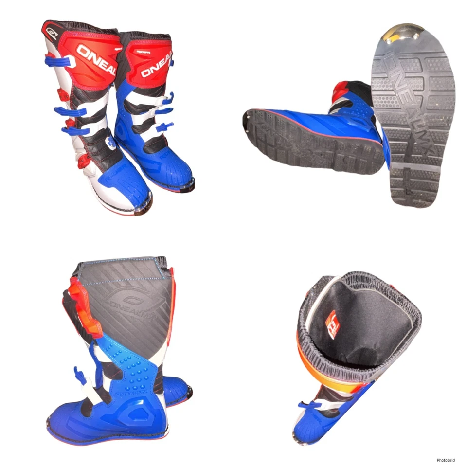 🔥O'Neal Rider MX Motocross Motocross Para Hombres EE. UU. 13 Rojo Blanco Azul Suela Goodyear Caja Foto 4 de 4