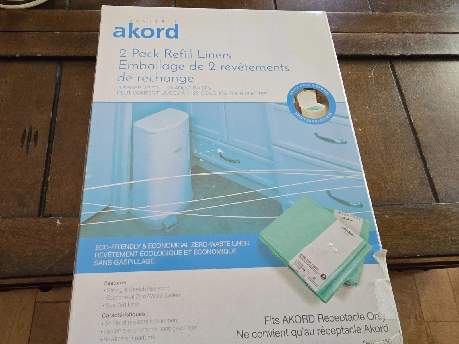 Janibell Akord 330 Adult Diaper Pail 2-Pack Refill Liners Scented New