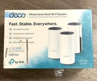 TP-LINK 0150603454 DECO M4 AC1200 WHOLE HOME MESH WI-FI SYSTEM,WHITE,3 PACK-NEW