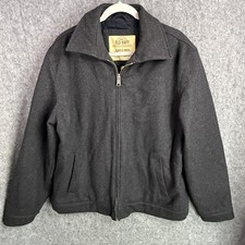 Old Navy Men's L Classic Wool Blend Full Zip Jacket Charcoal Gray Quilted Lined