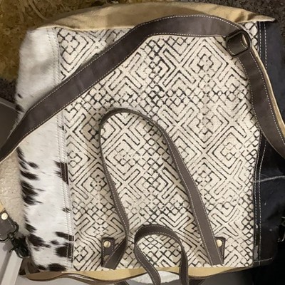 Myra Bag Unisex Tote 13.5x15 Geometric Animal Print Black White