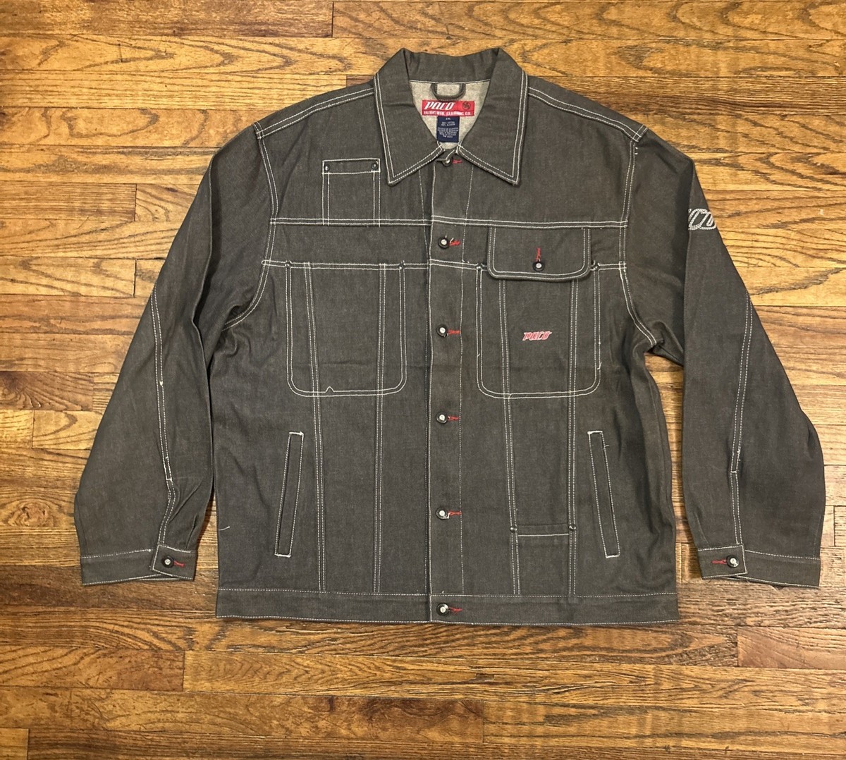 Vintage Paco Jeans Jacket Mens 2XL Gray Denim Y2K Streetwear 90s
