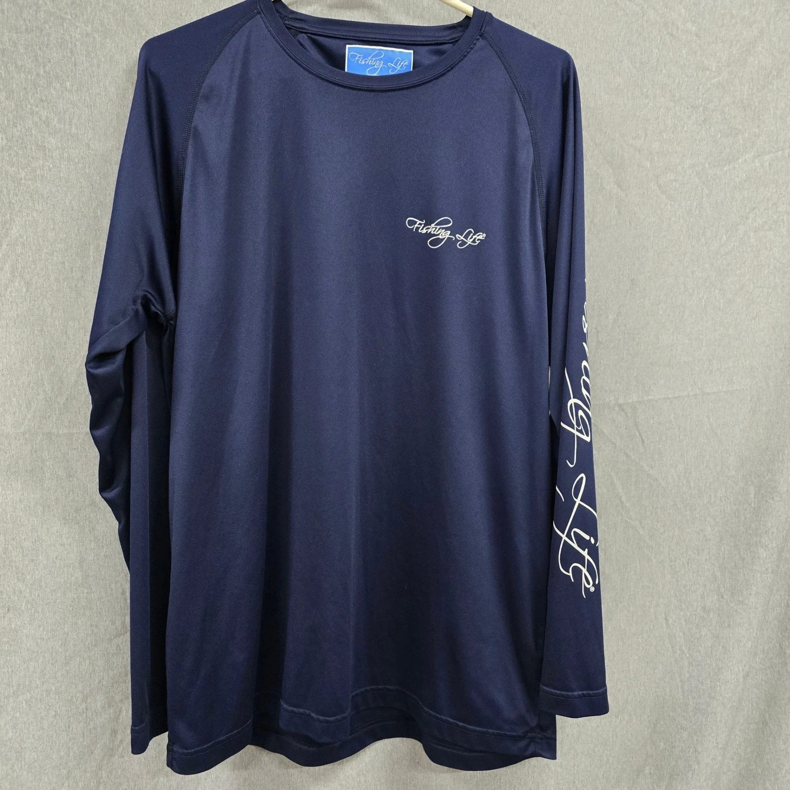 Fishing Life Mens Large Navy Blue UV Protection Long Sleeve Performance Shirt