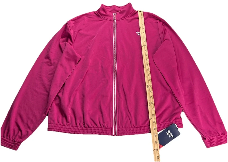Reebok Identity Women's 1X Full Zip Jacket Tricot Track Jacket Pink Speedwick - Image 4 of 4