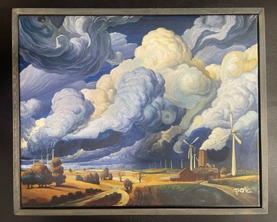 Lucian Poe Bruised Sky Original Oil Painting 20x16 Framed Schism Series