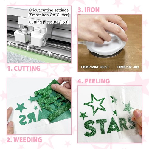 Glitter HTV Heat Transfer Vinyl 12" x 10" x 12pcs, Mixeds - Picture 2 of 6