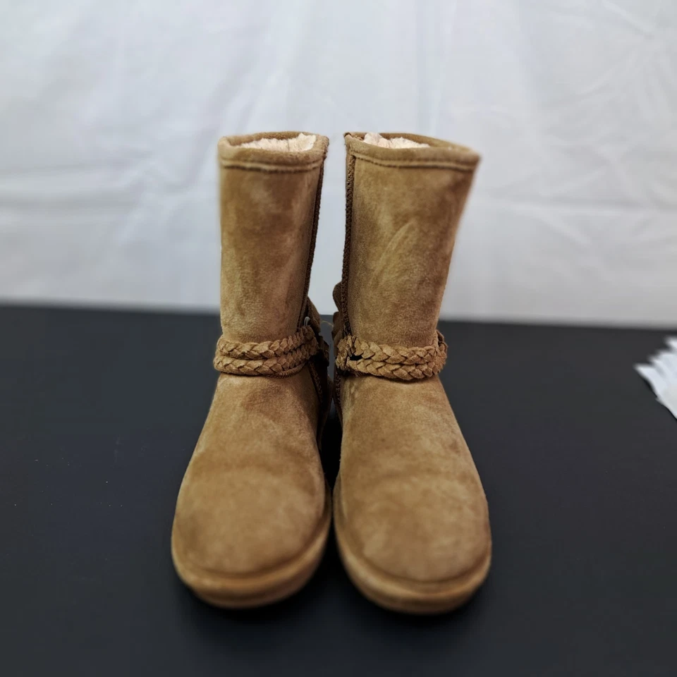 Bearpaw Adele Bota de Nieve Mujer Talla 8 Marrón Gamuza Media Pantorrilla Correa Trenzada Foto 2 de 4