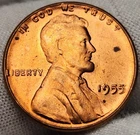 1955 P Lincoln Wheat Cent Penny "Poor Man's Double Die" Unc BU Red - LC-5505b