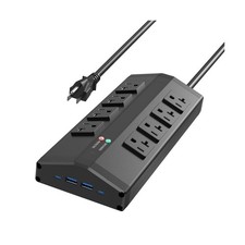JUNNUJ Heavy Duty Power Strip with 8 Outlets and 4 USB Ports, Metal... Fast Ship
