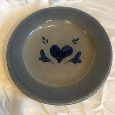 Rowe Pottery Works 8 1/2" Blue Heart Plate Salt Glazed ##