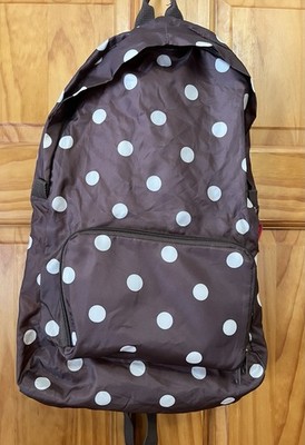 Reisenthel Mini Maxi Brown Polka Dot Rucksack Foldable Travel Backpack with Flaw