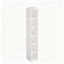 White Cube Shelf, 6 Cube Storage Organizer, 6-Tier Freestanding Low Bookshelf...