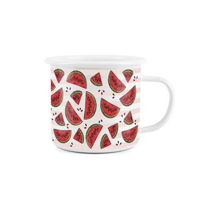 Gestreifter Wassermelone Emaille Becher - Langlebige Heißgetränke Obst Streifen Outdoor Tasse
