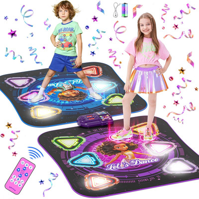 Dance Mat, 2025 Rechargeable Light-Up 2-Player Opposing Dance Pad with Bluetooth